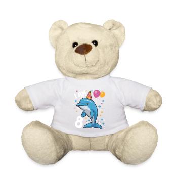 J’ai 8 ans Dauphins Dauphin 8e anniversaire - Nounours - blanc - Devant