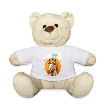 J’ai 8 ans Chevaux Cheval 8e anniversaire - Nounours - blanc - Devant