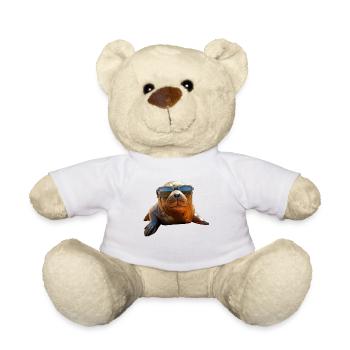 Seal with sunglasses Seal Walrus Cute seals - Teddy Bear - white - Front