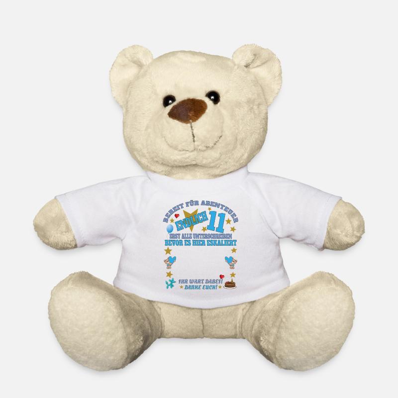 11. Geburtstag Mädchen & Junge Gästebuch - Teddy - Weiß