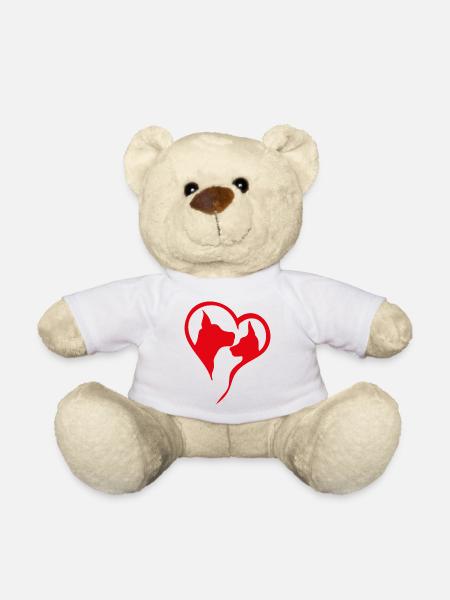 Fatmonkey Dogs Heart Best Friends - red - Teddy Bear - white