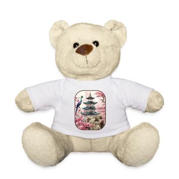 Pagoda Peacocks Grandeur und Grace T-Shirt - Teddy - Weiß - Vorne