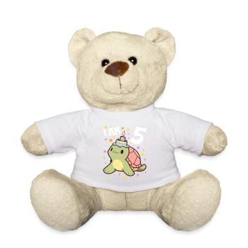 Je suis 5 Tortues Tortue 5e anniversaire - Nounours - blanc - Devant