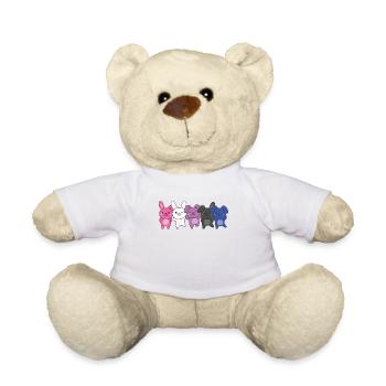 Genderfluid Flag Pride LGBTQ Lapin mignon Bunny Bunch - Nounours - blanc - Devant