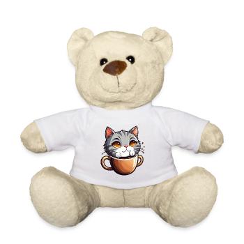 Cat bathes in coffee - Teddy Bear - white - Front