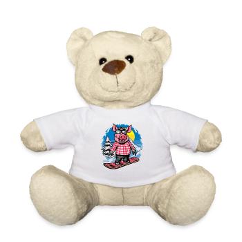 Snowboard sur Snowboard, Snowboarder Cochon - Nounours - blanc - Devant