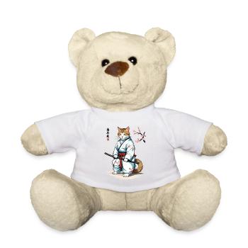 Cats Samurai Retro Ukiyo-E Japan Art - Teddy Bear - white - Front