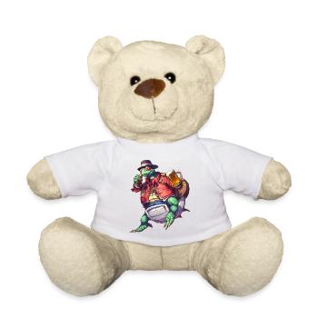Chill & Shell: Turtle with Beer Tee - Teddy Bear - white - Front