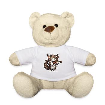 Mignon Maine-Coon jouant du violon - Nounours - blanc - Devant