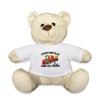 Enfant Juste une fille qui aime les trains Humour - Nounours - blanc - Devant