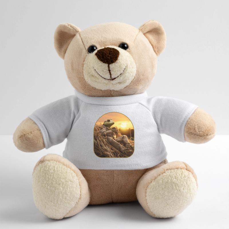 Frog Haystack Sunset Watching Countryside Teddy Bear