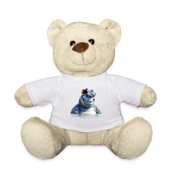 Nilpferd Flusspferd Papa Hippopotamus Cooles Hippo - Teddy - Weiß - Vorne