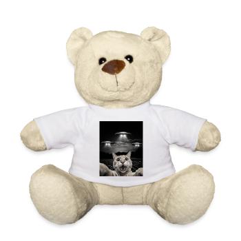 Funny cats selfie in front of UFOs cat UFO - Teddy Bear - white - Front