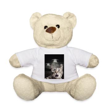 Funny cats selfie in front of UFOs cat UFO - Teddy Bear - white - Front
