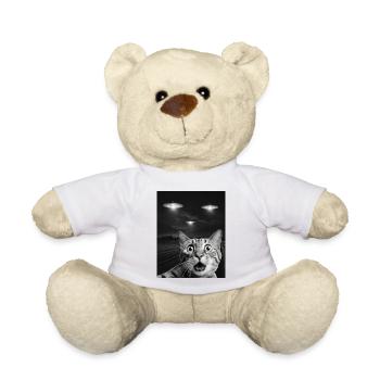 Funny Cats Selfie In Front Of UFOs Cat UFO - Teddy Bear - white - Front
