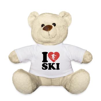 J’aime le ski, l’après-ski, les sports d’hiver, le cœur - Nounours - blanc - Devant