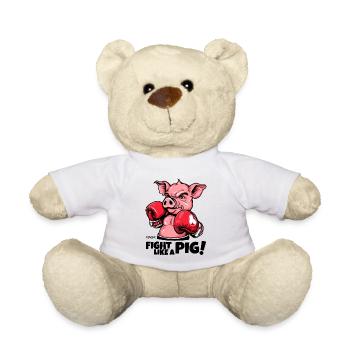 Battez-vous comme un cochon : cochon boxeur - Nounours - blanc - Devant