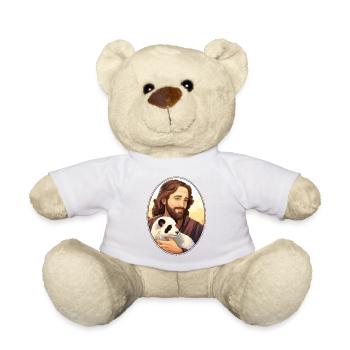 Jesus Snuggling Panda T Shirt, Christian Animal - Teddy Bear - white - Front