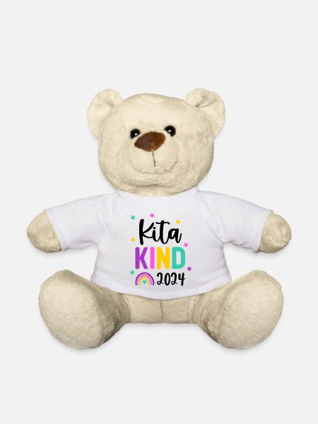Kitakind 2024 Regenbogen Kindergarten Kita Mädchen - Teddy - Weiß