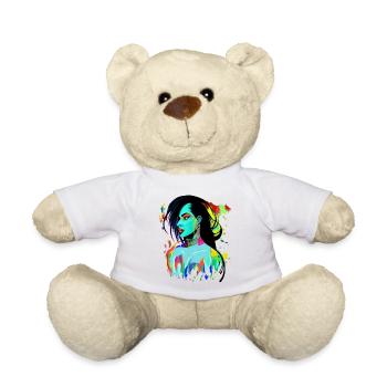 Neon Portrait Color Explosion - Teddy Bear - white - Front