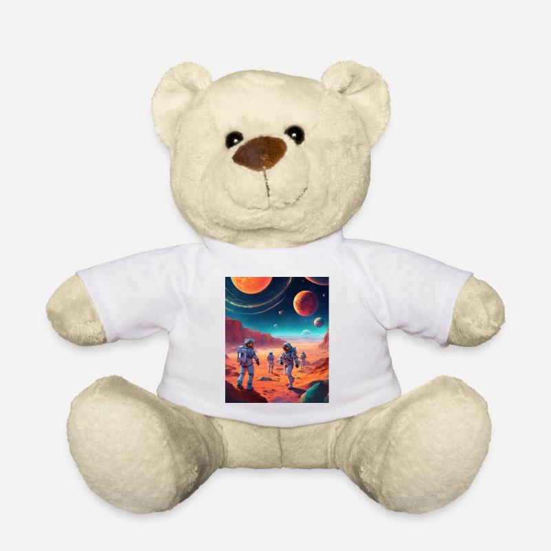 Astronauten auf dem Mars: Digitale Illustration - Teddy - Weiß