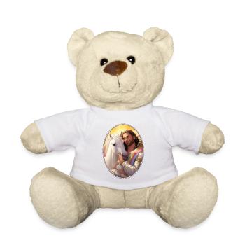 Jesus Snuggling Unicorn T Shirt, Christian - Teddy Bear - white - Front