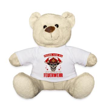 Feuerwehr Schädel mit Helmlogo - Teddy - Weiß - Vorne
