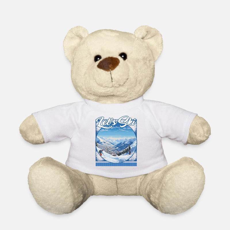 Let’s Ski Ski Resort Diptych Pristine Peak - Teddy Bear - white