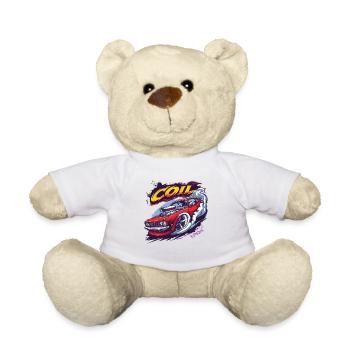 Red Muscle Car Turbo Cartoon Racer - Teddy Bear - white - Front