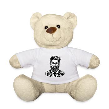 Stylish Male Bearded Portrait Illustration - Teddy Bear - white - Front