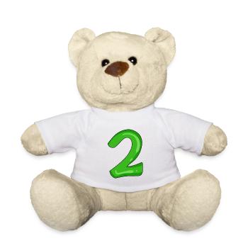 Zwei - 2 - Nummer Zahl - Teddy - Weiß - Vorne