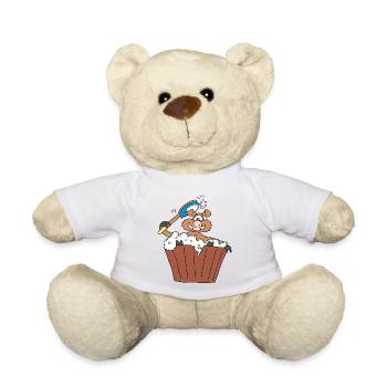 Old boar takes a bath - Teddy Bear - white - Front