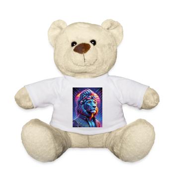 Neon Cyber Löwe mit Sonnenbrille - Teddy - Weiß - Vorne
