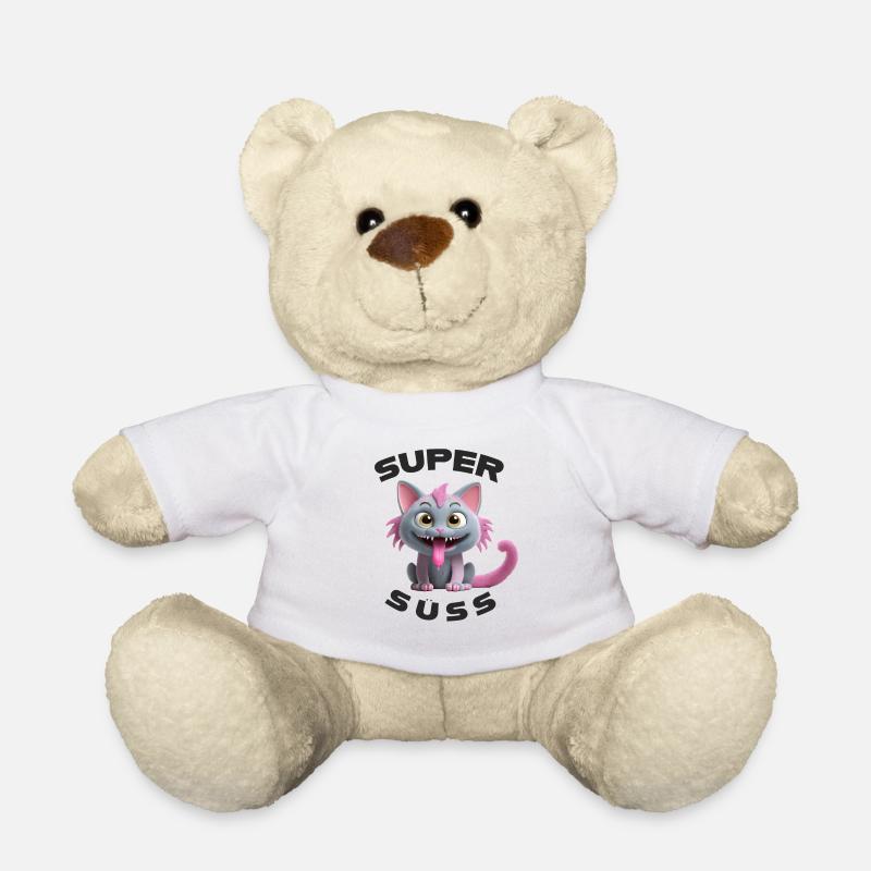 Monstre chat super mignon avec une longue langue - Nounours - blanc