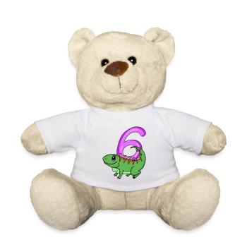 6. Geburtstag Motiv Iguana - sechs Jahre alt - Teddy - Weiß - Vorne