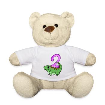 2nd Birthday Motif Iguana - Two Years Old - Teddy Bear - white - Front