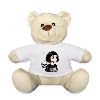 Modern Anime Manga Girl with Demons Skull - Teddy Bear - white - Front