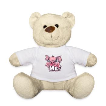 Mignon, drôle, cochon, embrasse-moi - Nounours - blanc - Devant