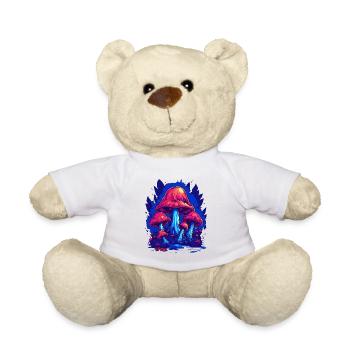 Étrange champignon bleu-rose forêt de champignons - Nounours - blanc - Devant