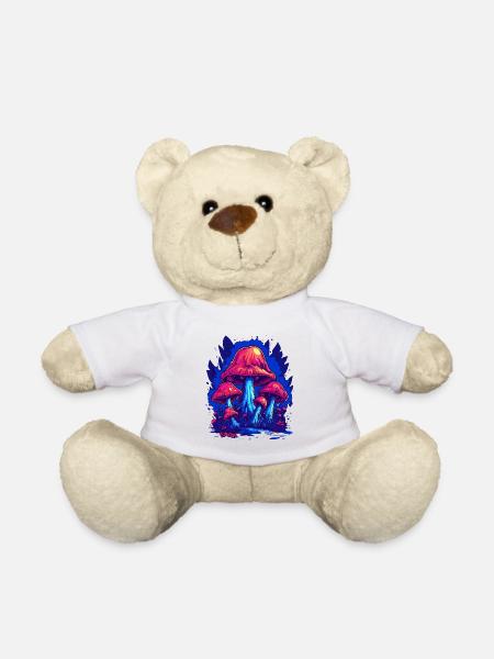 Seltsamer blau-pinker Pilzwald der Pilze - Teddy - Weiß