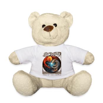 Chines New Year of Dragon Yin Yang Dragon Fire - Teddy Bear - white - Front