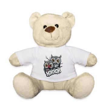 Une paire de hiboux d’horreur de dessin animé avec de grands yeux - Nounours - blanc - Devant