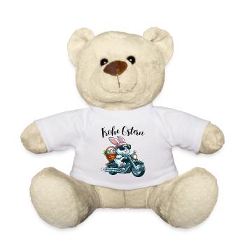 Happy Easter Bunny Easter Bunny Motorcycle Cool Funny - Teddy Bear - white - Front