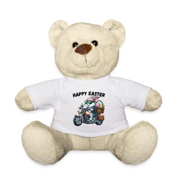 Happy Easter Bunny Motorcycle Cool Biker Easter Bunny - Teddy Bear - white - Front