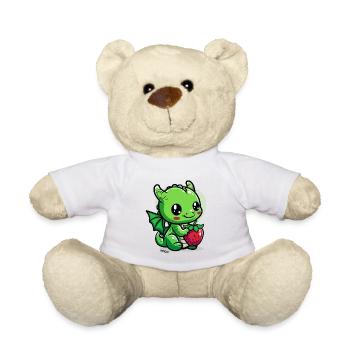 Un petit dragon mignon avec une fraise - Nounours - blanc - Devant