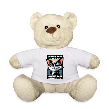 Katzenmotiv mit witzigem Spruch - Teddy - Weiß - Vorne