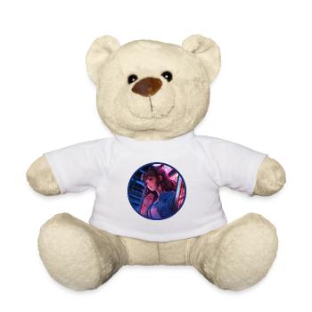 Jukebox Anime Girl Vaporwave Neon Glow Rétro - Nounours - blanc - Devant