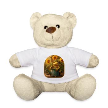 Frog Watering Can Sunflowers Gardening - Teddy Bear - white - Front