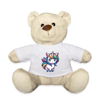 Cute Rainbow Unicorn – Kawaii Style - Teddy Bear - white - Front