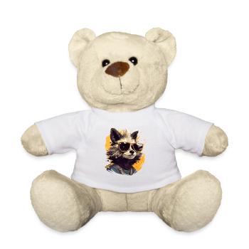 Coole Sonnenbrille und ein Waschbär - Teddy - Weiß - Vorne